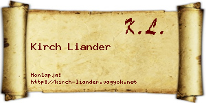 Kirch Liander névjegykártya